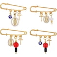 thumbnail image 1 of 4 broches de seguridad chapados en oro con colgante para mochilas, ropa e insignias., 1 of 5
