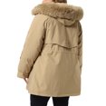 thumbnail image 3 of Agnes Orinda Women's Plus Size Trench Coats Drawstring Waist Zipper Rain Windbreaker Detachable Hood Winter Jackets with Pocket 3X Khaki, 3 of 6