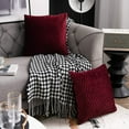 thumbnail image 2 of Fundas de almohada rojas: Paquete de 2 fundas de almohada decorativas cuadradas de terciopelo a rayas originales de pulgadas para sofá de granja, 2 of 5
