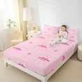thumbnail image 4 of Feelyou Princess Bowknot Kids Queen Sheet Sets, Kawaii Cartoon Stars Flat Sheet, Cute Bow-tie Theme Queen Fitted Sheet, Lightweight Room Decor, 4 Pieces, 4 of 7