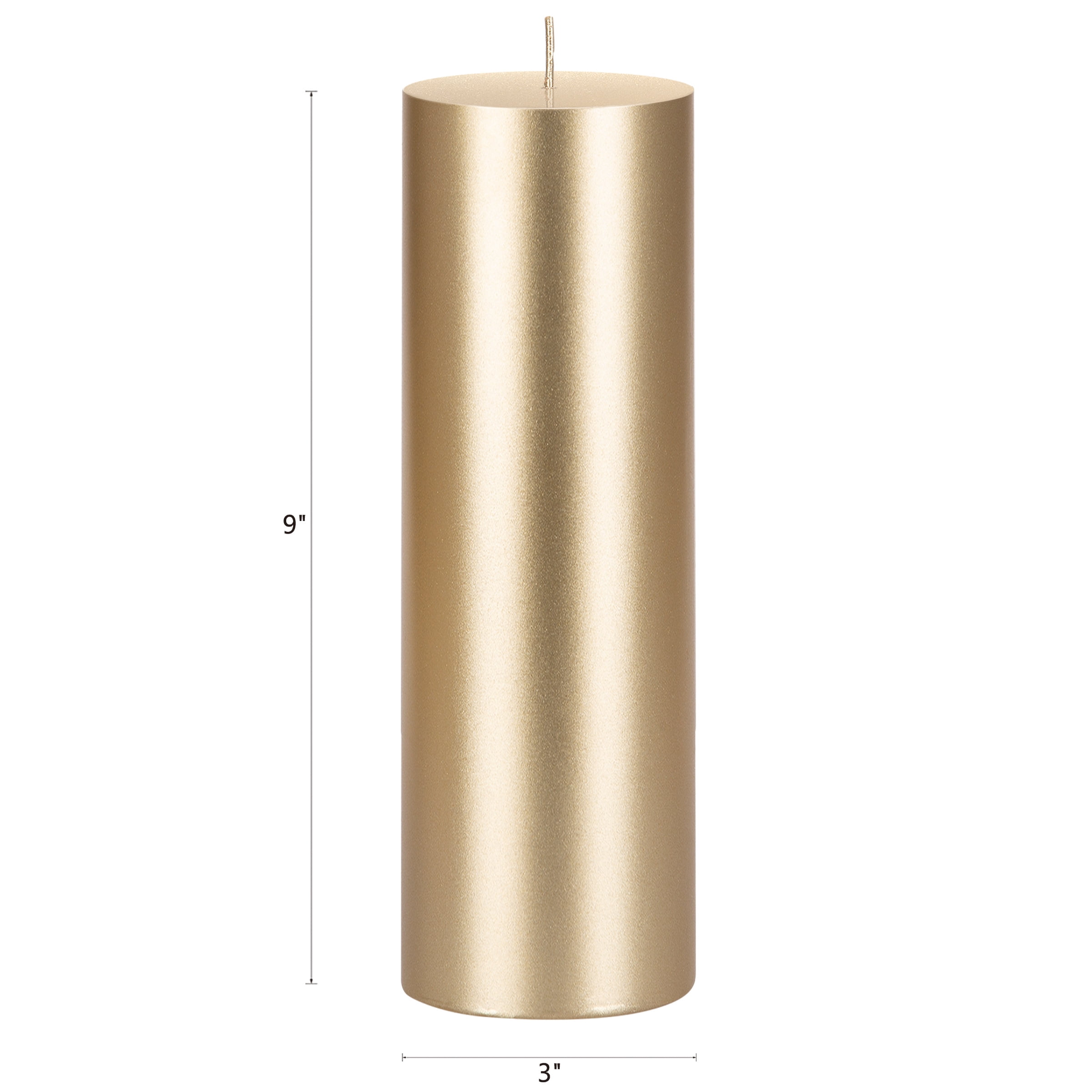 Mega Candles 1 pc Unscented Gold Round Pillar Candle, Hand Poured Premium Wax Candles 3 Inch x 9 Inch, Home Décor, Wedding Receptions, Baby Showers, Birthdays, Celebrations, Party Favors & More