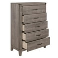 thumbnail image 3 of DeeHome Brownish Gray Finish 1pc Bedroom Chest of 5 Drawers Melamine Laminate Dark Metal Hardware Corner Rivets, 3 of 7