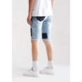 thumbnail image 3 of Embellish NYC Men's Rip & Repair Patchwork Distressed Skinny Denim Jean Shorts (34, Blue Stonewashed), 3 of 5