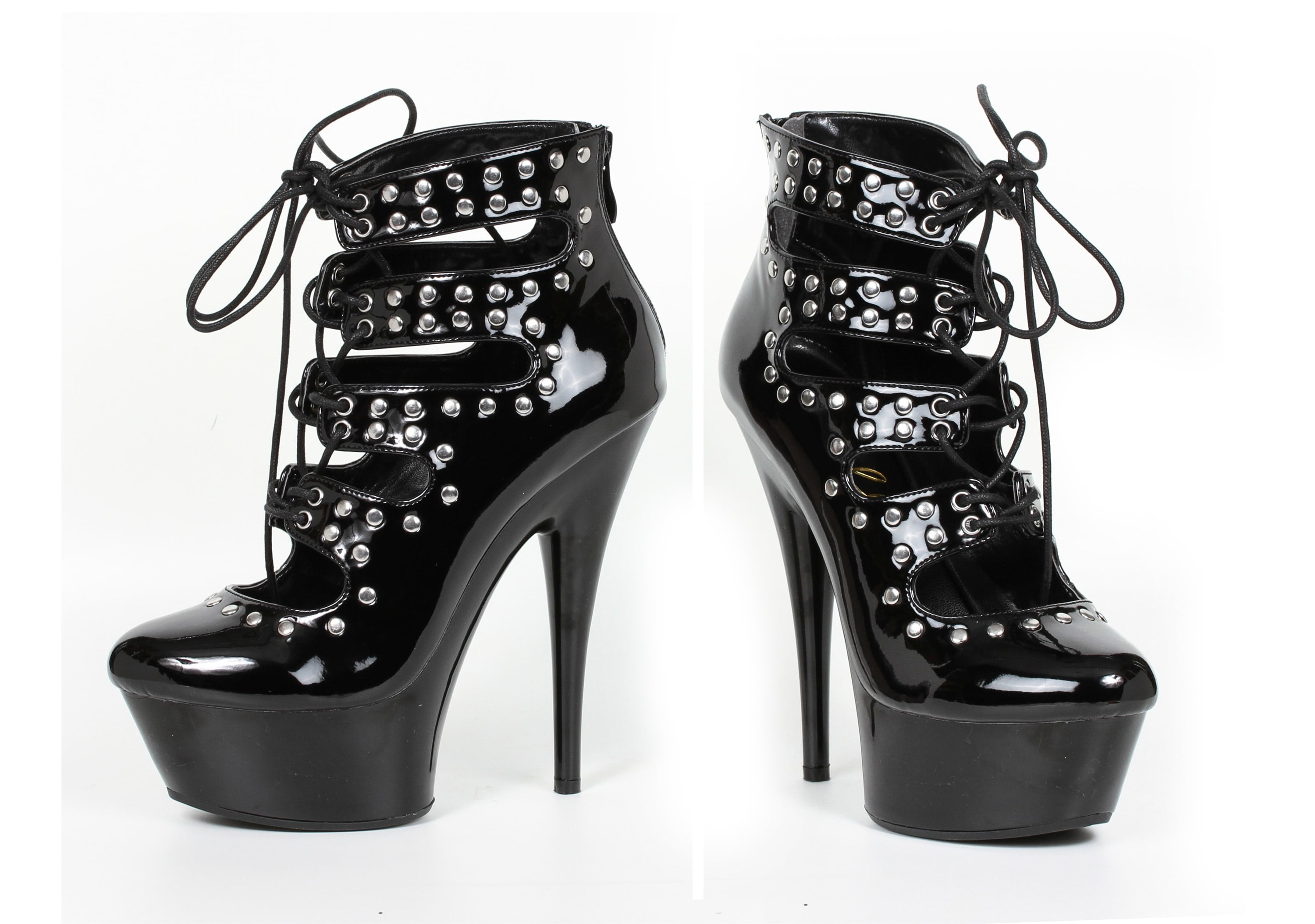 studded closed toe heels