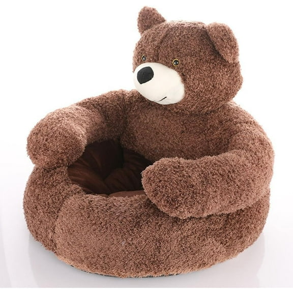 Teddy Bear Dog Bed with Arms, 2025 New Cozy Donut Cute Soft Warm Non-Slip Plush Cuddle Bear Pet Bed with Anti-Slip Bottom for Cat and Dogs