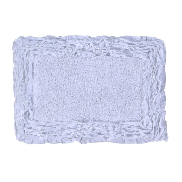 Better Trends Shaggy Border Bath Rug 17" X 24" White
