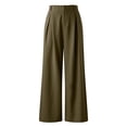 thumbnail image 3 of Lixiuxyad Women Drawstring Pants Women High Waist Casual Wide Leg Long Palazzo Pants Trousers Regular Size Green, 3 of 5