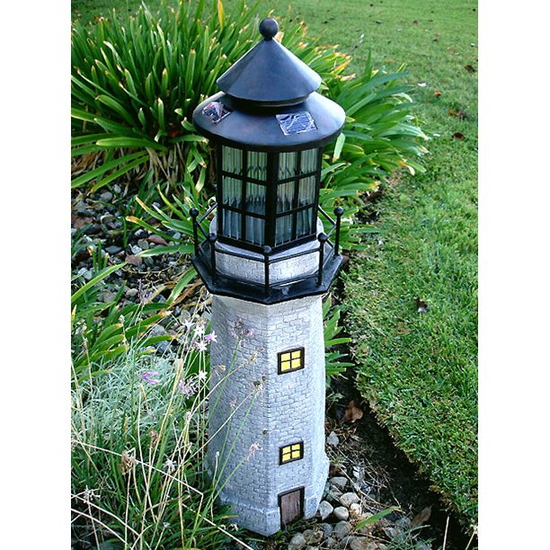 ASC Solar Lighthouse Garden Figurine Light House Garden Gray Color 36