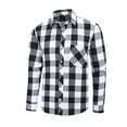 thumbnail image 5 of Sahpxhe Men's Flannel Shirts Jacket Plaid Button Down Collared Long Sleeve Lightweight Tops Fall Casual Vintage Shacket White XXXL, 5 of 5