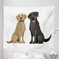 thumbnail image 1 of Yellow Lab Tapestry, Cartoon Drawing Labrador Retriever Sitting Smiling Friendly Dogs, Fabric Wall Hanging Decor for Bedroom Living Room Dorm, 5 Sizes, Camel Dark Grey and White, by Ambesonne, 1 of 1