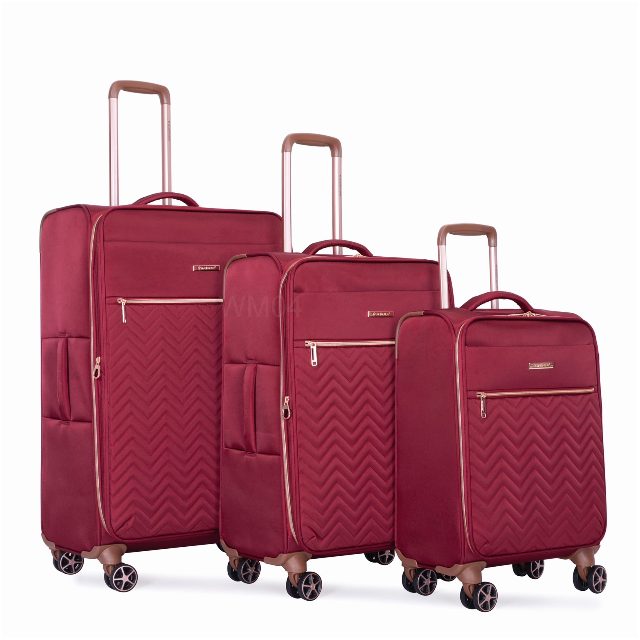 MANGIJOY Lightweight Polyester 4-Piece Luggage Set with 360° Spinner Wheels, Red Expandable Carry On and Checked Suitcases