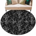 thumbnail image 2 of Black Art Washable Round Area Rug 8 ft, White Tree Branch Botanical Abstract Plant Leaves, Soft Non Slip Rugs Stain Repellent Indoor Felt Carpet for Living Dining Room Bedroom Home Office, 2 of 9