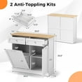 thumbnail image 3 of Tilt Out Trash Cabinet, Kitchen Island with 2 Drawers & Adjustable Shelf, Rubber Wood Countertop, Freestanding Laundry Hamper, Recycle Bins Pet Proof Garbage Can Holder (White), 3 of 9