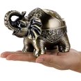 thumbnail image 3 of Cenicero vintage a prueba de viento con tapas - Cenicero de mesa de modelado de elefante retro para uso en interiores y exteriores, decoración retro para el hogar y la oficina Bronce verde TUNC Sencillez, 3 of 5