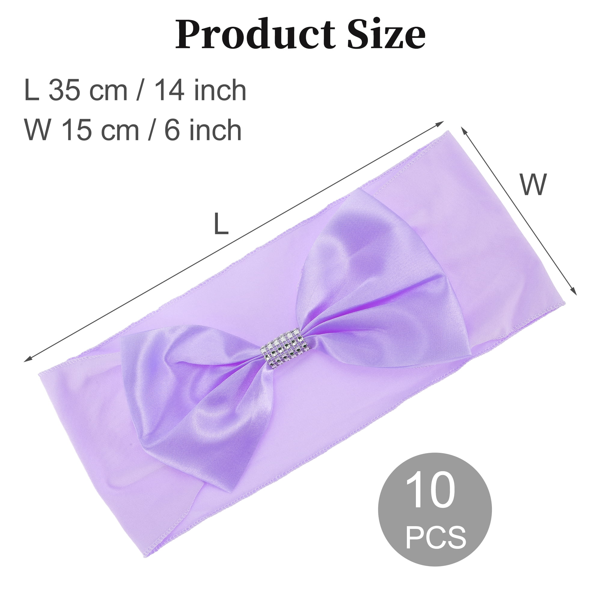 Unique Bargains 10 Pcs Chair Sashes Bow Stretch Chair Cover Band Light Purple
