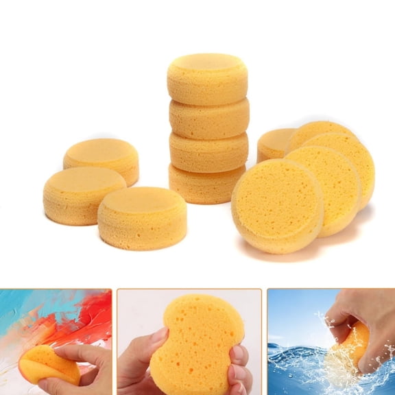 Elasticity Ceramic Clay Sponge,24 pcs Round Cleaning Water Absorption Soap Sponge for Crafts Household Use,Artist Sponges for Painting, Craft and More