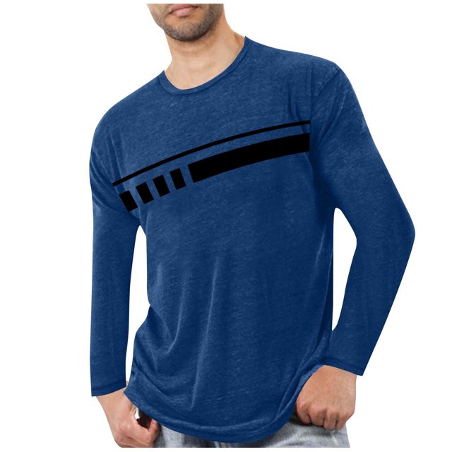 Blusas y camisas de manga larga con cuello redondo para hombre, deportivas, fitness, hogar, pijamas estampados, camiseta de manga larga con cuello redondo, blusa de poliéster para hombre