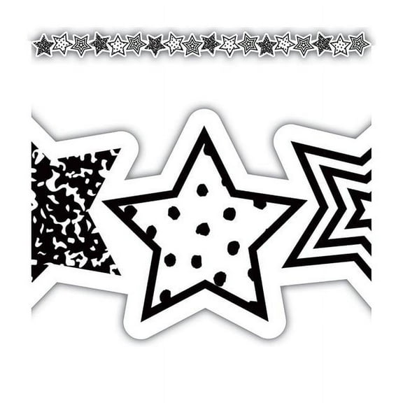 Teacher Created Resources TCR6939 35 ft. Stars Die-Cut Border Trim Bulletin Board, Black & White