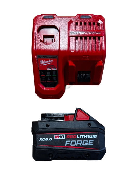 MILWAUKEE 48-59-1881 M18 REDLITHIUM FORGE XC8.0 Starter Kit – 8.0Ah Battery & Rapid Charger, High Output Power