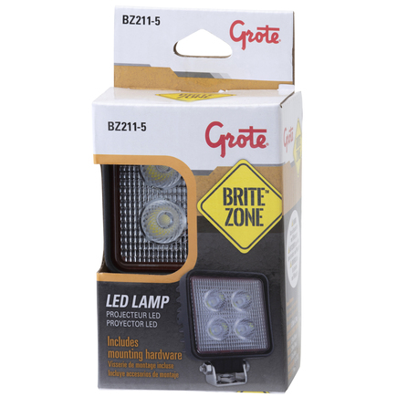 Grote BZ211-5 BriteZone LED Work Light - 1100 Raw Lumen, Small Square (Retail Package)