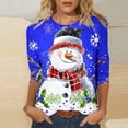thumbnail image 2 of Christmas Tops for Women 2026 Cute Christmas Snowman 3/4 Length Sleeve Funny Plus Size Fall Xmas Tunic T Shirt, 2 of 5