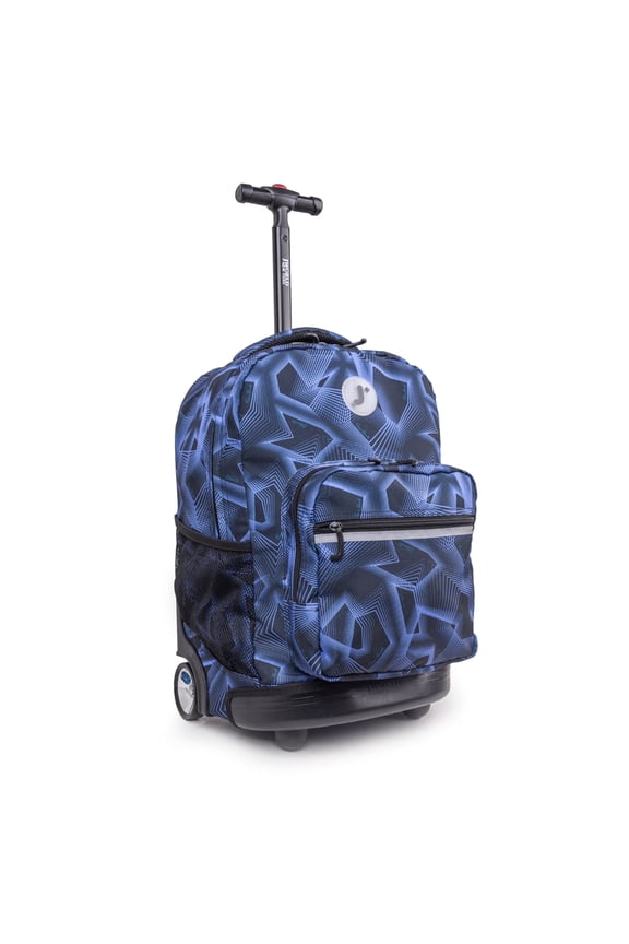 J World Boys and Girls Sunrise 18" Rolling Backpack for School and Travel, Disco