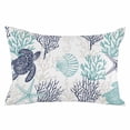 thumbnail image 2 of Teal Blue Coastal Standard Size Pillow Cover,Pillowcase Protectors with Zipper,Breathable Decorative Throw Pillow Case Cover,Sea Turtle Nautical Coral Summer Beach Pillow Shams for Couch 20x26Inch, 2 of 8