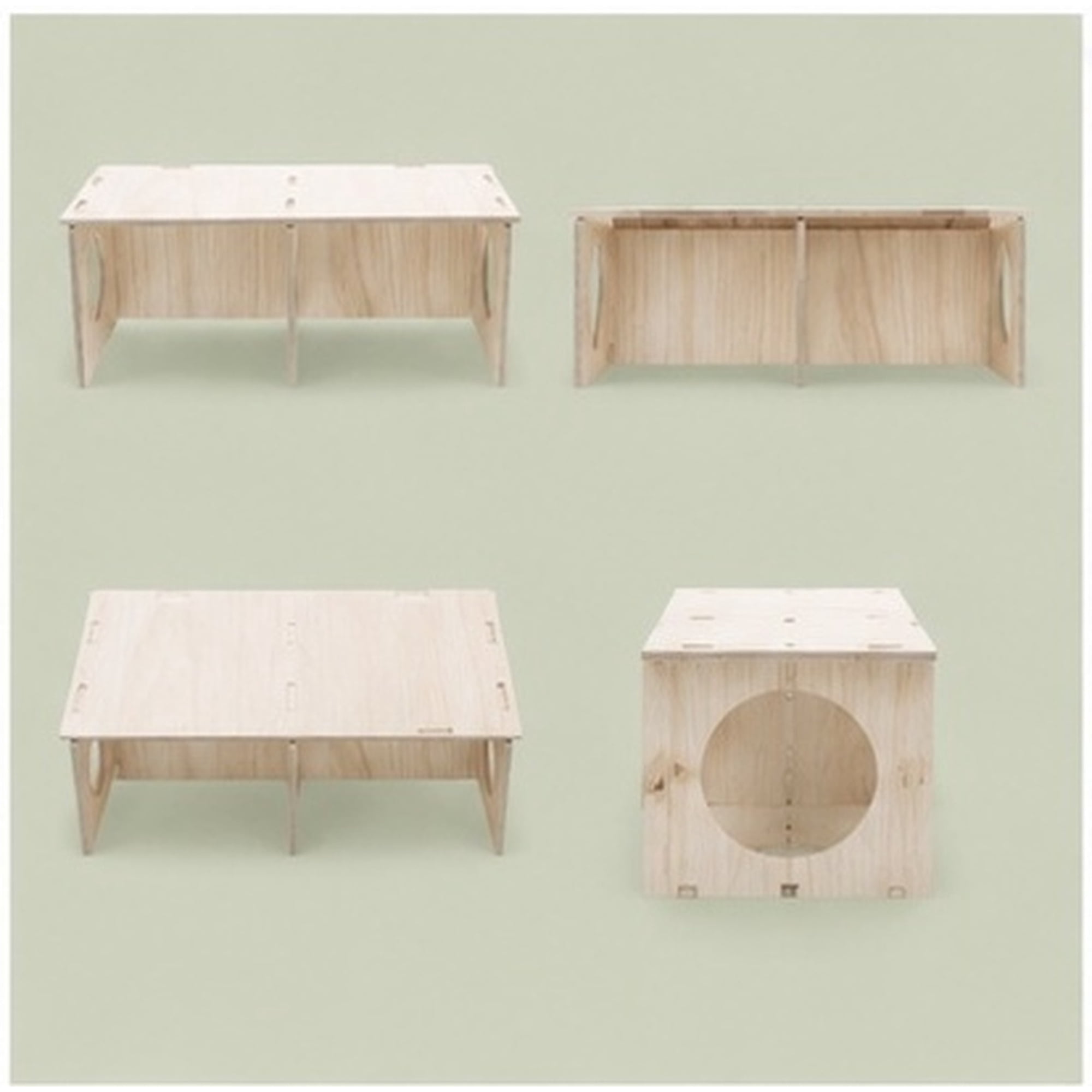 HONMEET 3pcs Wood Hamster Hideout Multi Chamber House for Mice and Hamsters