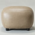 thumbnail image 2 of 23" Wide Faux Leather Upholstered Ottoman, Mid-Century Modern Living Room Footrest with Soft Padded Seat, Footstool for Bedroom, Entryway or Living Room, Khaki, 2 of 11
