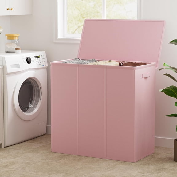 180L Laundry Hamper 3 Section, Large Laundry Basket with Lid,Dirty Clothes Hampers with Removable Bags and Handles