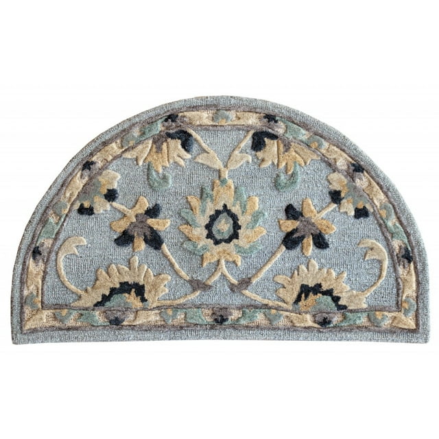 homeroots home decor 393726 2’ x 4’ Blue and Beige Floral Hearth Rug