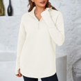 thumbnail image 5 of Women's Quarter Zipper Long Sleeve Loose Ribbed Knit Sweater with Thumbhole, 5 of 9