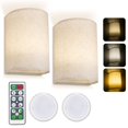 thumbnail image 1 of Juego de 2 apliques de pared, lámpara de pared con pantalla de tela de 3 colores, luces de pared regulables con control remoto para dormitorio y sala de estar, 1 of 4