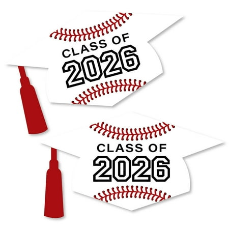 Big Dot of Happiness Grad Baseball - Grad Cap Decorations DIY 2026 Graduation Party Large Party Essentials - Set of 20