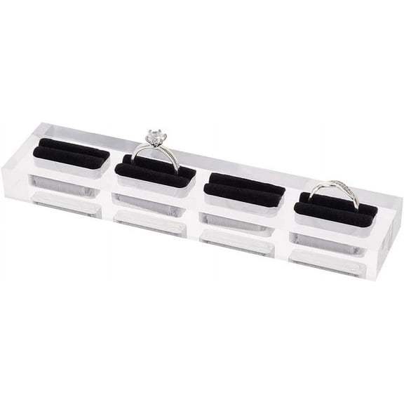 4-Slot Acrylic Finger Ring Display Rack with Black Velvet Clear 3.5x15x1.6cm Inner Diameter: 28mm