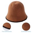 thumbnail image 4 of Sombrero de cubo de invierno para mujer, sombrero de punto a la moda, bombín de lana Vintage, sombrero de campana de lana cálido triturable para invierno, sombreros de cubo sólidos para invierno, 4 of 5