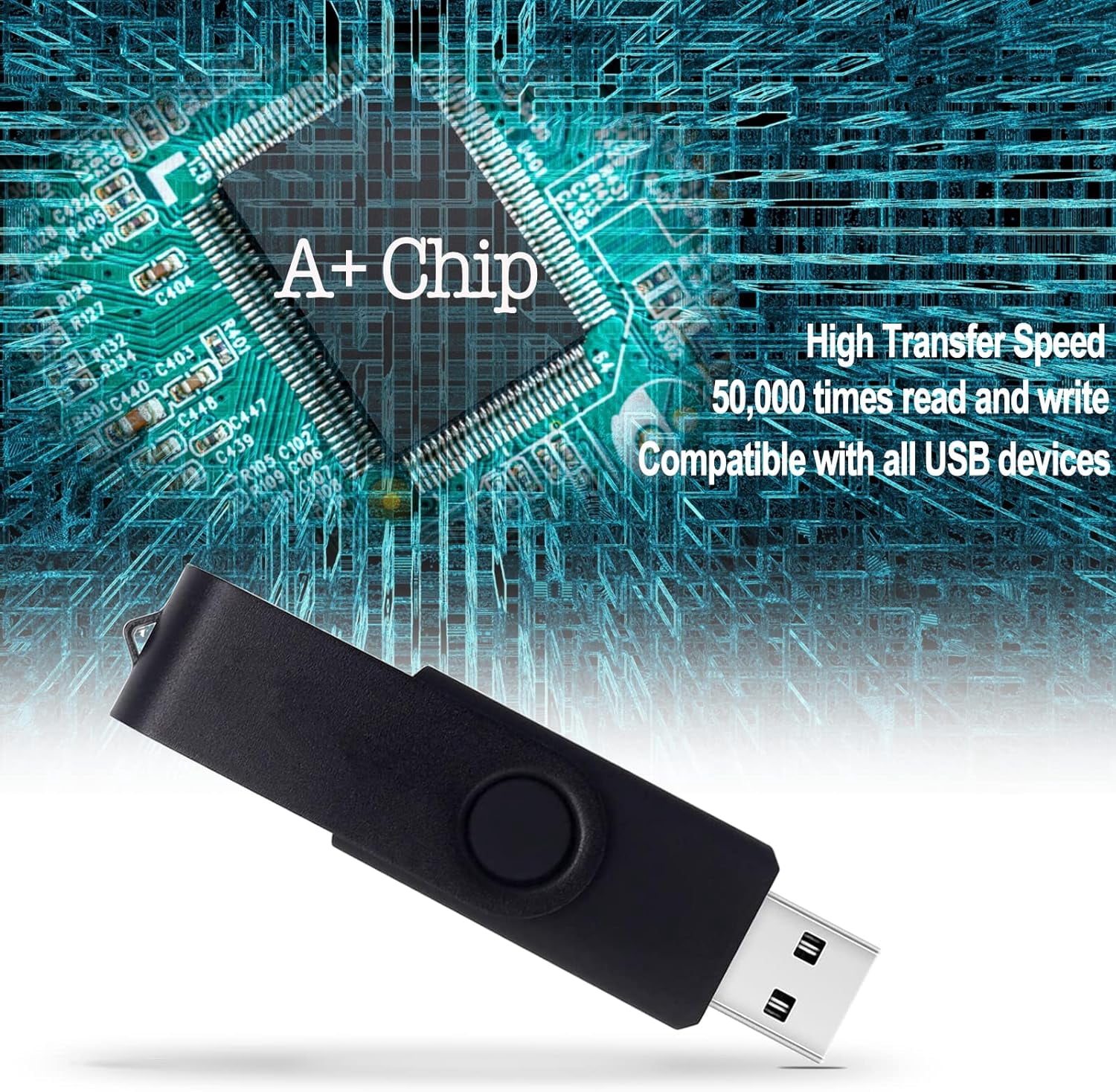 50Pack capacity flash drive 1GB USB 2.0 flash drive thumb drive loose USB drive loose (black 50PCS)