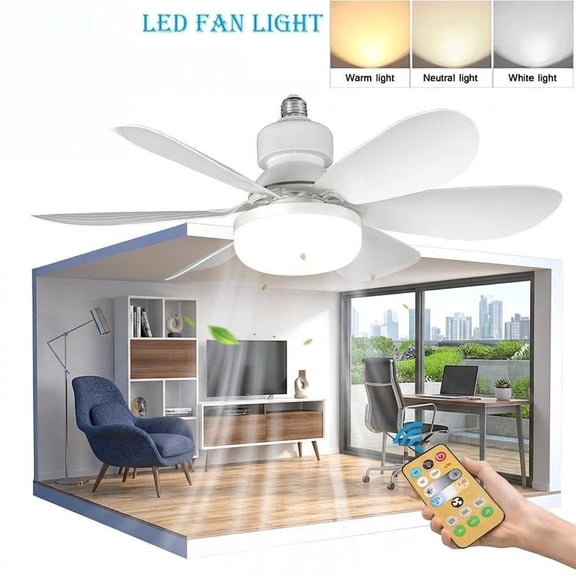 40W Ceiling Fan with Light and Remote Control, Dimmable LED Ceiling Fan Light with 3 Color Temperatures & 3 Wind Speeds, Cordless Semi Flush Mount Small Ceiling Fan Lamp for Bedroom, Kitchen, Living