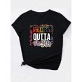 thumbnail image 3 of Retro-Inspired 'STRAIGHT OUTTA THE 80S' Leopard Print & Letter Graphic Tee for Women - Casual Round Neck Short Sleeve, Breathable Polyester, Machine Washable - Perfect for Spring/Summer, Leopard Prin, 3 of 7