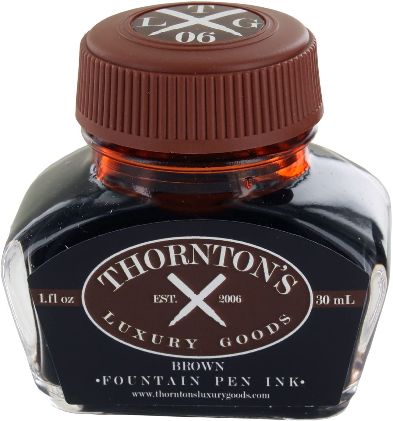 Thornton's Luxury Goods Premium Fountain Pen Ink Bottle 30ml - BROWN | Smooth Effortless Flawless Writing | Suitable for All Brand and Calligraphy Pens | Office Supplies | International Standard
