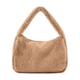 thumbnail image 1 of Women's Plush Tote Bag Simple Shoulder Bag Armpit Bag Large Capacity Casual Handbag Khaki One Size, 1 of 5
