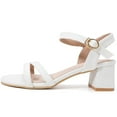 thumbnail image 2 of DADAWEN Women Chunky Sandals Open Toe Heels White Sandals Ankle Strap 9 US, 2 of 5