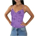 thumbnail image 2 of Heisall Womens Summer Camisoles Solid Color Embroidered Patches Beaded Back Tie Open Back Y2K Sexy Tops, 2 of 6