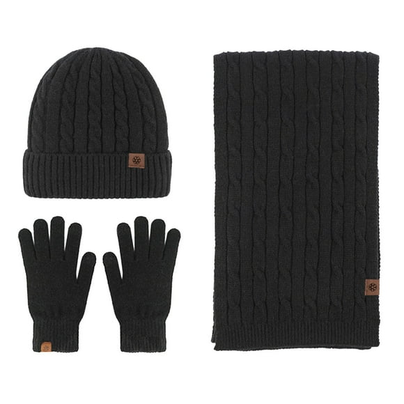 Hontri Hat Gloves Scarf Set Women Hat Gloves Set for Men And Women Young Women Gift Ideas Black
