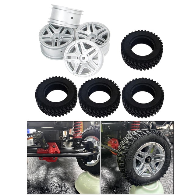 Llanta de rueda 4 piezas para reemplazo de vehículo MN86 4G 4WD Hobby, instalación y fabricación de precisión llanta plateada y neumáticos Hugo eje de rueda de neumáticos de camión rc