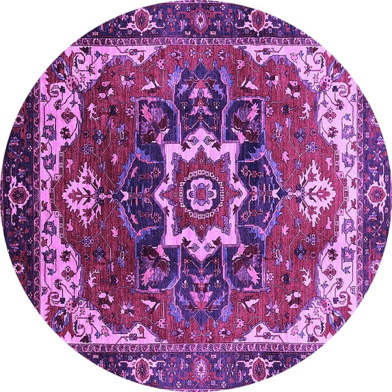 Ahgly Company Indoor Round Oriental Purple Industrial Area Rugs, 3' Round