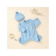 thumbnail image 6 of Bagilaanoe Newborn Baby Girl Boys Knit Jumpsuit Long Sleeve Bodysuit + Hat 3M 6M 9M 12M 18M Infant Ribbed One Piece Romper, 6 of 9