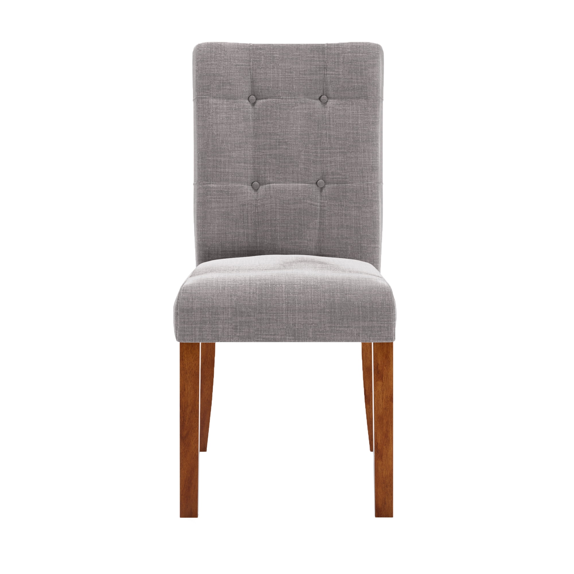 Chelsea Lane Upholstered Cherry Finish Dining Side Chair, Set of 2, Gray