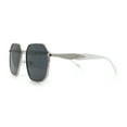 thumbnail image 6 of Mens Luxury Geometric Metal Rim Hustler Fashion Rectangle Sunglasses Silver White - Black, 6 of 8