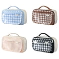 thumbnail image 6 of Hyknon Magnetic Checkered Pencil Cases, Large Pencil Case Pouch with Transparent Lid, Multi Compartments Stationery Bag with Handheld, Multi-Functional Pen Bag for Office Travel Daily, Coffee, 6 of 6